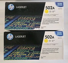 X2 Genuine OEM Sealed HP 502A Q6472A Yellow Toner Cartridge for HP LASERJET 3600