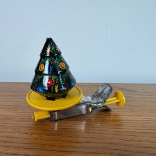 Vintage Tin Litho Christmas Tree Spinner Toy Made in Japan 1950s
