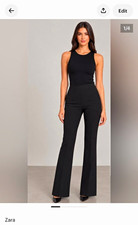 Zara Women s Black High-Rise Flared Flat Front Pants Size L MPN 1478/029