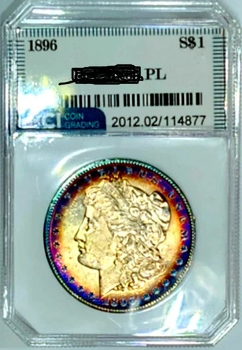 1896-P Gem BU PL Proof-like  Album Rainbow Toned Obverse  Better Date