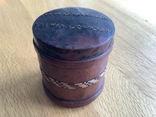  Cigarette Tin Folk Art Leather Covered W.D. & H.O. Wills Capstan Medium 