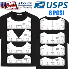 8pcs Tshirt Ruler Guide for Center Vinyl Heat Press Alignment PVC 10in V/Round