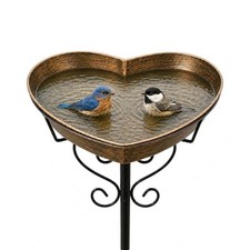35In Metal Heart-Shaped Bird Bath, Vintage 12.1"D 2.17" Deep Romance Bowl
