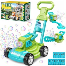 Bubble Lawn Mower for Kids, 3-in-1 Bubble Machine Toy Ages 3-8, 10 Packs Green