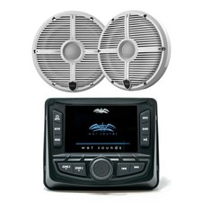 Wet Sounds WS-MC-2 Marine Radio  1 Pair Wet Sounds RECON6 XW-W Speakers