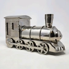 Chrome Barware Steam Engine Train Cocktail Shaker Smokestack Shot Cups