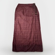 Vintage Lauren Ralph Lauren 6P Silk Linen Wrap Around Skirt Burgundy