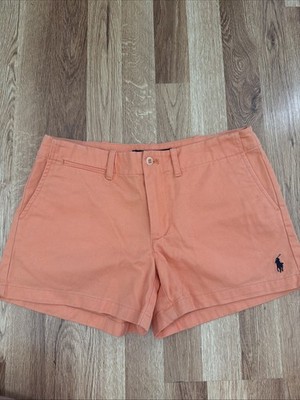 Polo Ralph Lauren Women s Chino Shorts Navy Pony Embroidered Orange Size 2