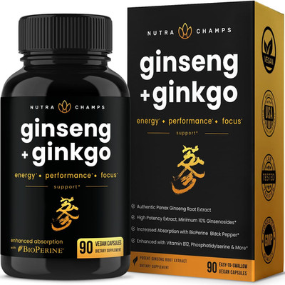 NutraChamps Korean Red Panax Ginseng Capsules | Extra Strength Ginsenosides for