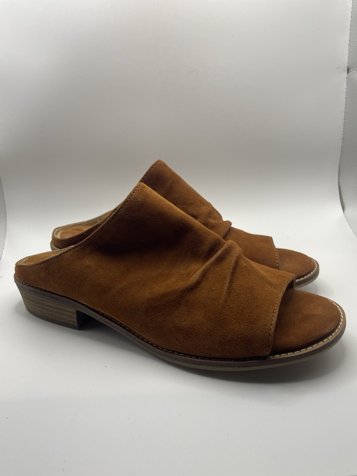 Sofft Women's Brown Leather Slide Sandals Comfort Slip On Block Size 8M