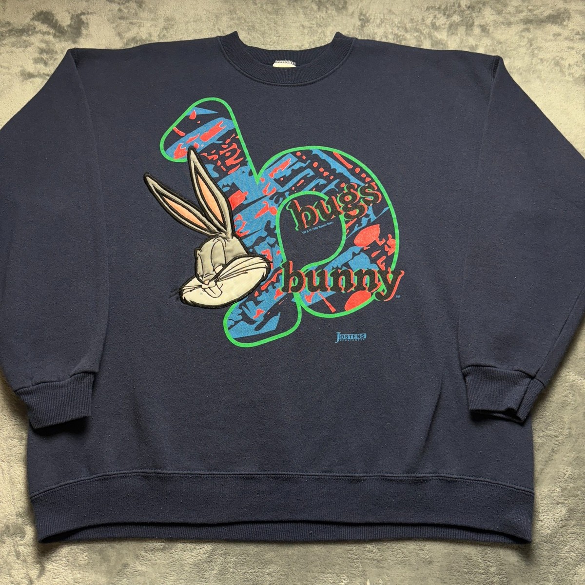 Vintage Jostens Sportswear Sweatshirt Mens XL Black Bugs Bunny