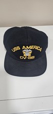 USS America CV-66 Navy Ball Cap by CAP-10, Solid Top with Adjustable Snap Back