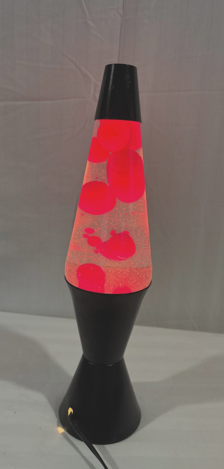 Vintage Lava Light 16.5'' Lava Lite Brand Black Base Magenta Pink/Purple Wax 90s