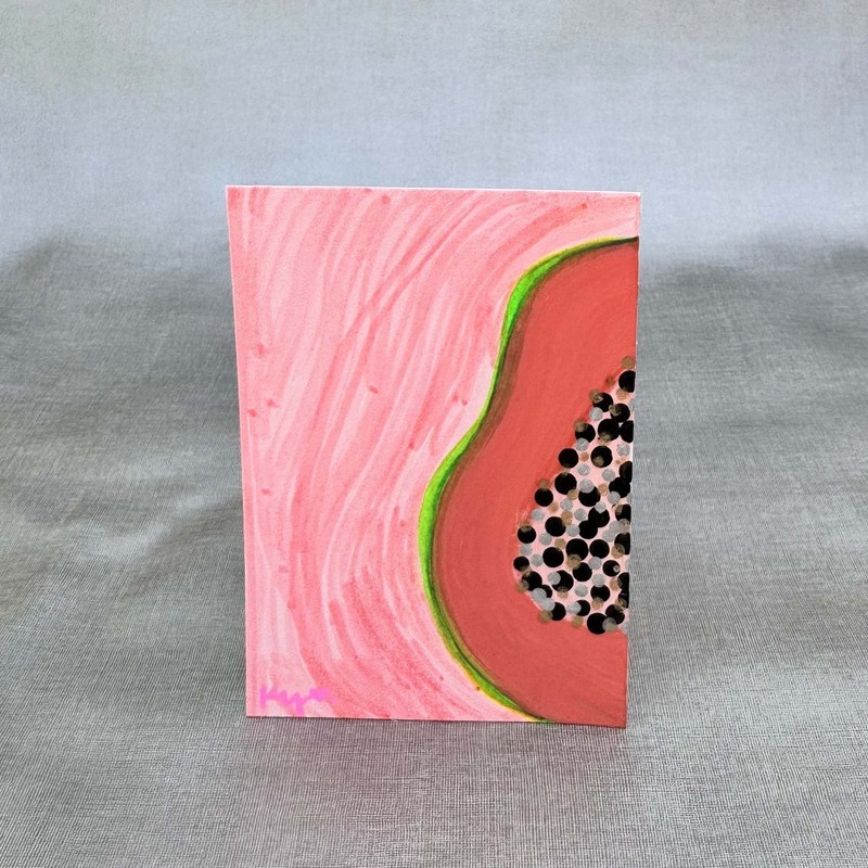 ACEO Original "Tropical Fruits" Series 1 Abstract Classic Island Papaya 3 of 8