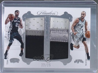 2017-18 Flawless Dual Diamond Memorabilia 22/25 Manu Ginobili Tim Duncan HOF 3d3