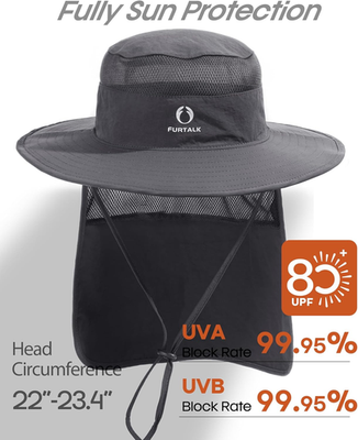 UPF 80+ Sun Hat with Neck Flap, Breathable Mesh, Adjustable Drawstring, Amazon.com: Camptrace UPF 80+ Sun Hats for Men Women Wide  main image 2