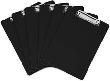 Black Plastic Clipboards Set of 6 Multipack - 12.5X9 Inch Clipboard Holds 100
