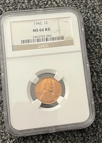 1942 Lincoln Wheat Penny NGC MS-66 RD