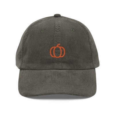 Fall Pumpkin Embroidered Corduroy Hat -  Autumn Harvest Cap - Fall Wear