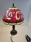 Vntg Coke Coca Cola Tiffany Style PLASTIC Stained Glass Style Shade Lamp 15” LED