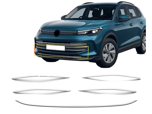 KüHlergrill Leisten FüR Vw Tiguan 3 Grillleisten Edelstahl Ab 2024 7 Tlg Chrom-image