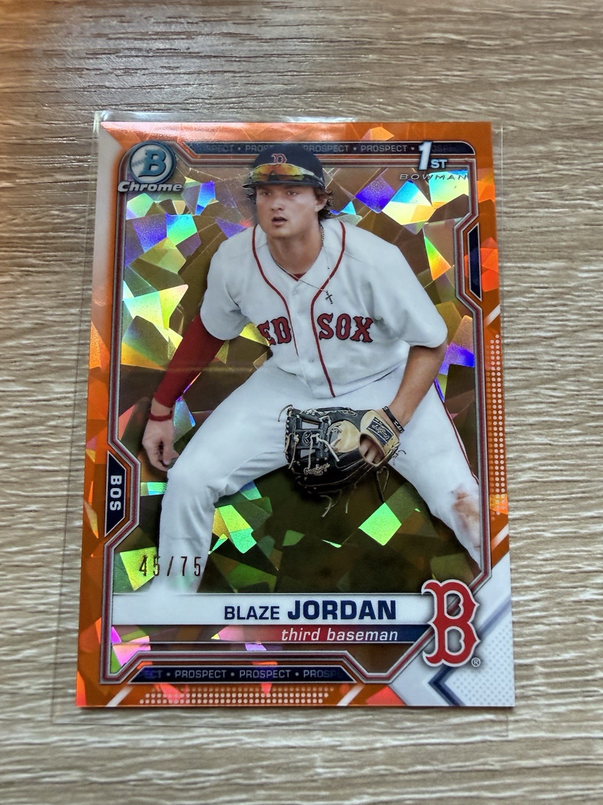 2021 Bowman Sapphire Chrome Prospects Orange Refractor /75 Blaze Jordan