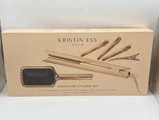 Kristin Ess Hair Signature Styling Set 3-in-1 Ceramic Flat Iron, Brush & Clips