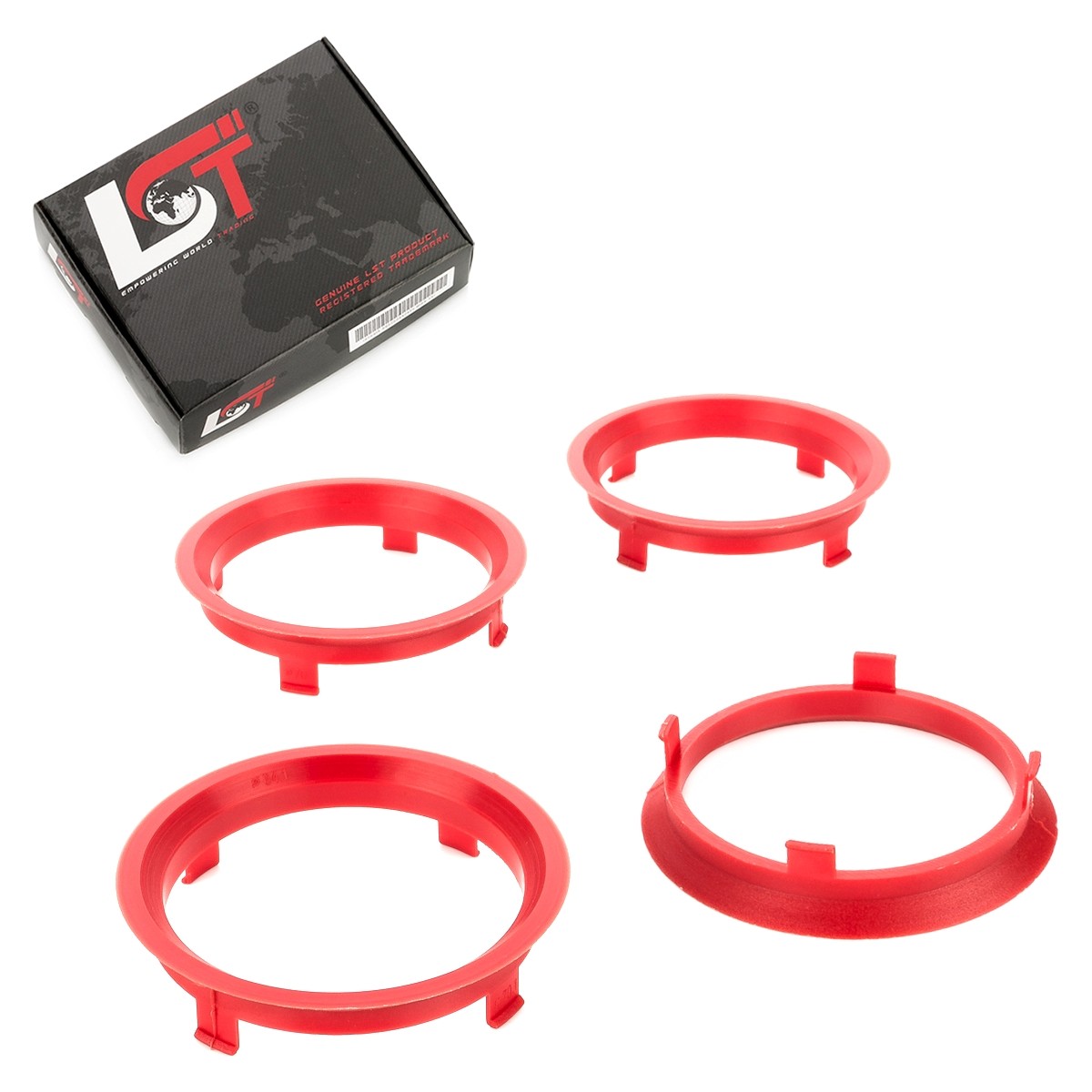 4x Centering Rings Spacers Red Aluminum Wheels Ø 64.1 mm - Ø 70.1 mm for SUBARU