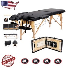 Portable Massage Table 24" Black Spa Bed - Adjustable Height, Foldable, Delux...