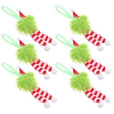 6 Pcs Christmas Tree Decorations Santa Hat Ball Plush Hanging Ornament