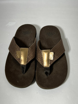 Dr. Martens Sandals Women's Size 8 Leather Thong Flip Flop Brown Copper Shiny