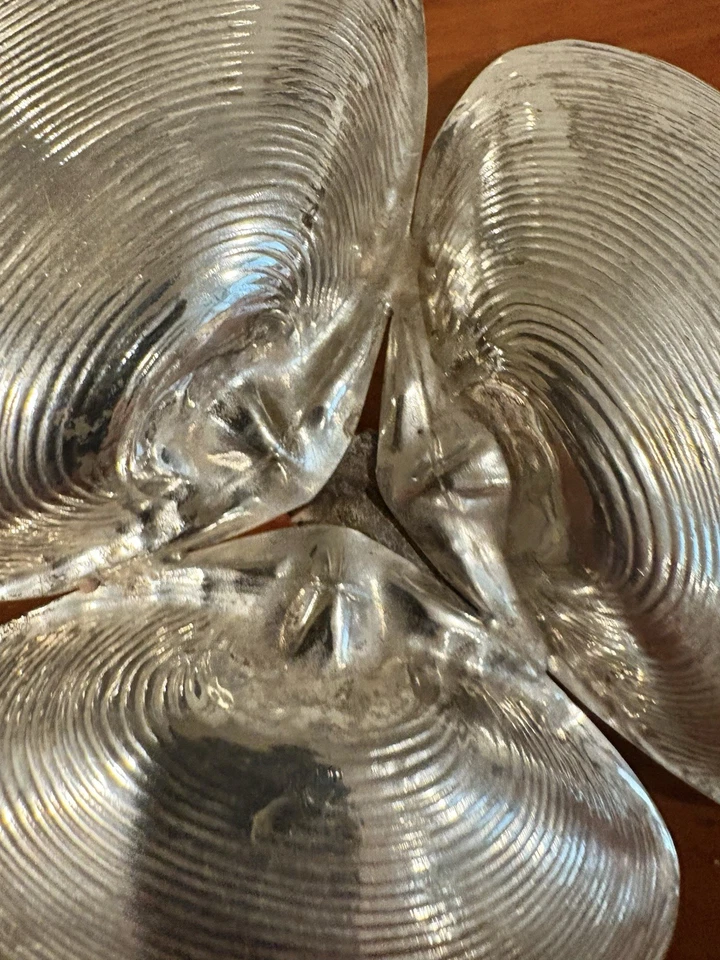 Vintage Sterling Silver Triple Clam Shell Serving Dish by Wallace - Image 3 of 4