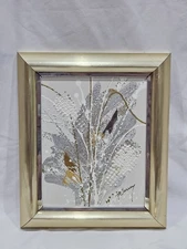 Patrick McNurney Original Textured Abstract Painting – Metallic Floral Design