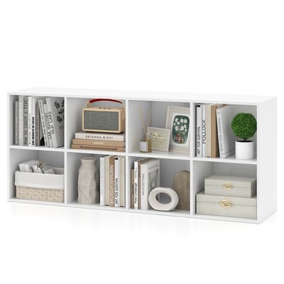 8-Cube Bookcase Bookshelf with 2 Anti-Tipping Kits Storage Organizer Rustic