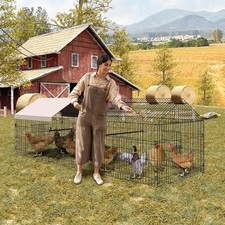 130" 40" 40" Chicken Coop Metal Hen Chicken Playpen House Chicken Runs for Yard