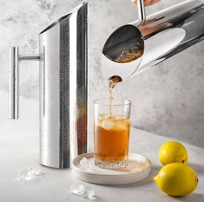 Stainless Steel Water Pitcher Modern 51 Oz  with Ice Guard - 1.5L Sleek Bar Pool