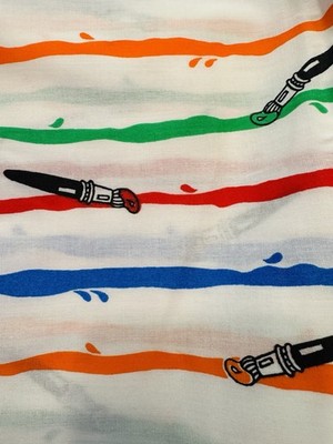 VTG Mod ARTIST Paint Brush RAINBOW STRIPES Drips COTTON FABRIC By the YARD 42''W