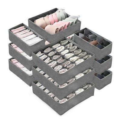 12 Pack Underwear Drawer Organizers,116 Cell Dresser Divider Bins for Socks Bras