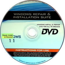 Recovery, Repair  Re-Install Disc Compatible with MS Win 11 64 Bit PC 