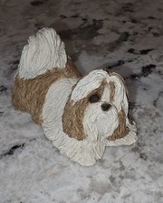 Sandicast Shih Tzu Dog Figurine Hand-Painted Collectible Decor Signed Brown & Wh