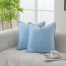 2 Pack Velvet Light Blue Throw Pillow Covers 18x18 Soft Decorative Cushion Case,