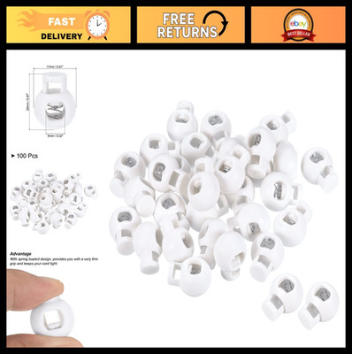100 Pack Cord Locks - Ball Spring Toggle Stoppers for Drawstring Bags & Shoelace