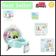 Pastel Mint Potette Plus - 2-in-1 Portable Potty for Toddler Travel Convenience