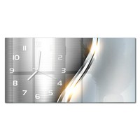 Wanduhr Glasuhr Aus GehäRtetem Glas Metallabstraktion WeißE Zeiger 60X30 Cm