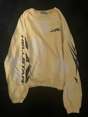 HELLSTAR Yellow Graphic Print Crew Neck Long Sleeve Pullover Sweatshirt Men