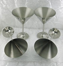 Set of 4 CHROME Metal MARTINI GLASSES NOT Ste...
