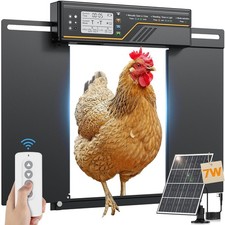 7W Solar Powered Automatic Chicken Coop Door, Aluminum Horizontal Dual-Door |...