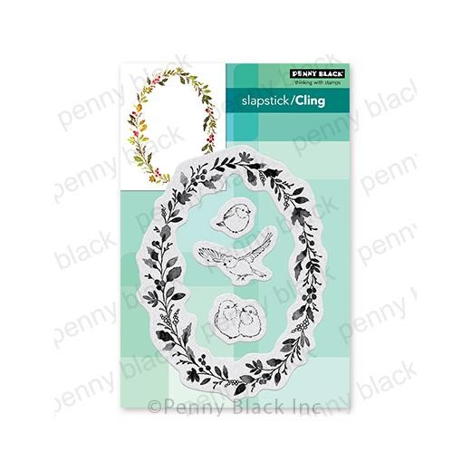 Penny Black Cling Rubber Stamps - Wreath & Wings 40-754