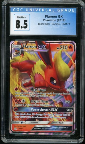 FLAREON GX (2019) Pokemon Black Star Promos Holo Full Art SM171 CGC 8.5 EX/Mint+