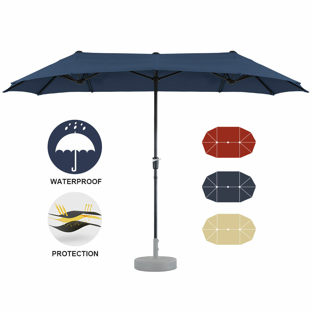 Sun Shade Backyard Grass Lawn 13ft Waterproof Top Sycamore Wood Umbrella Blue 13 For Sale Online Ebay